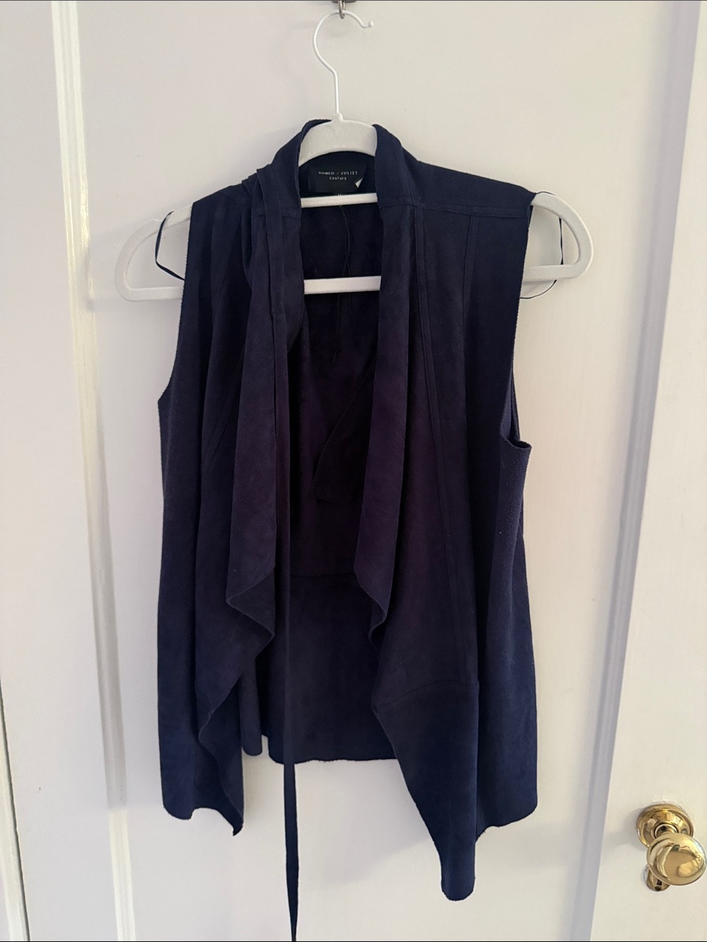 Romeo & Juliet Couture Navy Draped Sleeveless Vest